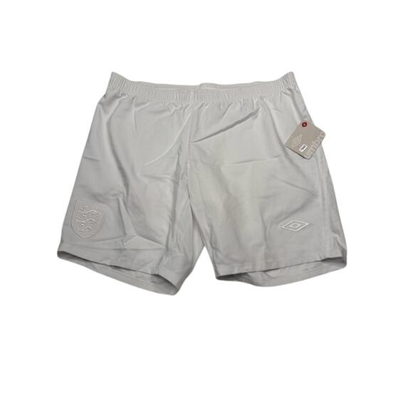 NEW Umbro England Kit Football Match Shorts Elastic Waist White Mens Size XXL - Picture 1 of 5